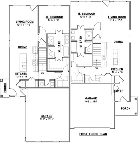 Floor plan for 3 beds, 2.5 baths, 1538 sqft